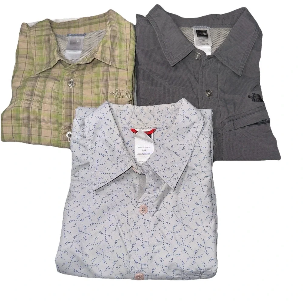 Lot Of 3 Mens The North Face Long Sleeve Shirts Button Down Casual Hiking‎